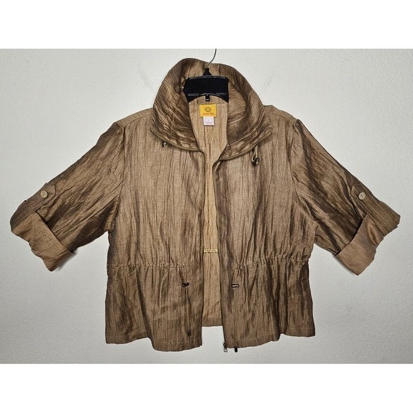 Ruby Rd Sparkly Brown Jacket 3/4 Sleeve Full Zip Womens Size 14‎ - Picture 2 of 8